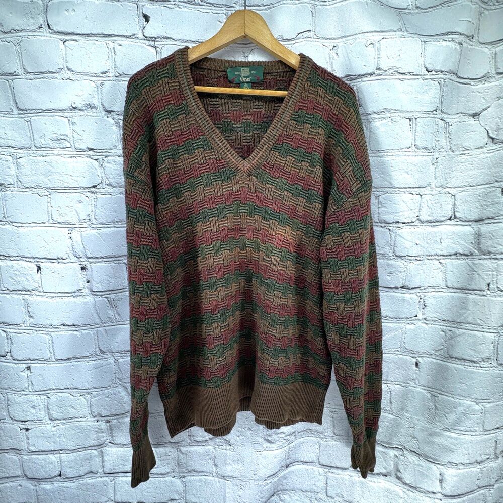 Vintage Orvis Sweater Mens L V-Neck Cotton Dadcore Grandpacore Retro Cosby 80s